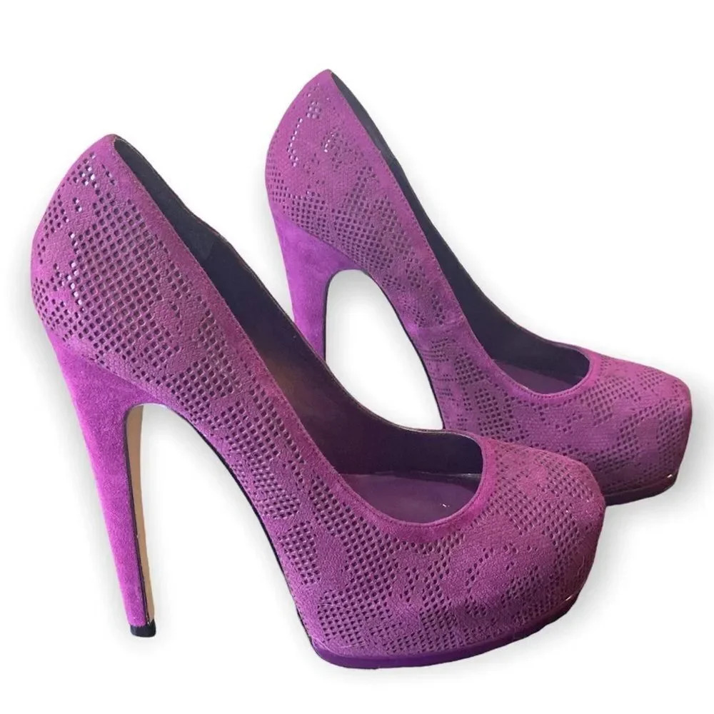 MADONNA Truth Or Dare Langlade Purple Suede Platform Heels Size 5.5